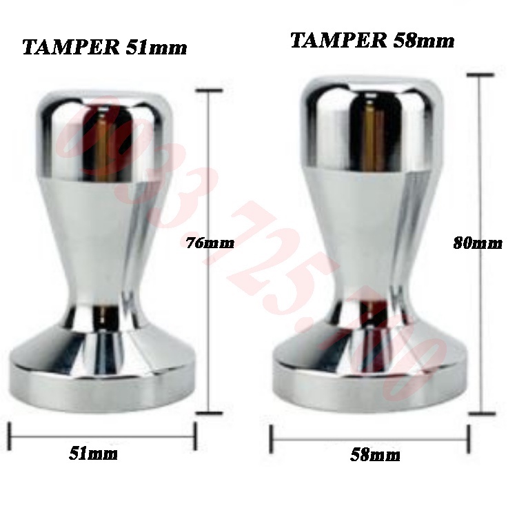 Tamper, Tamper Inox Nén Cà Phê, Tay Nén Cà Phê Inox Cao Cấp 58mm - 53mm - 51mm.