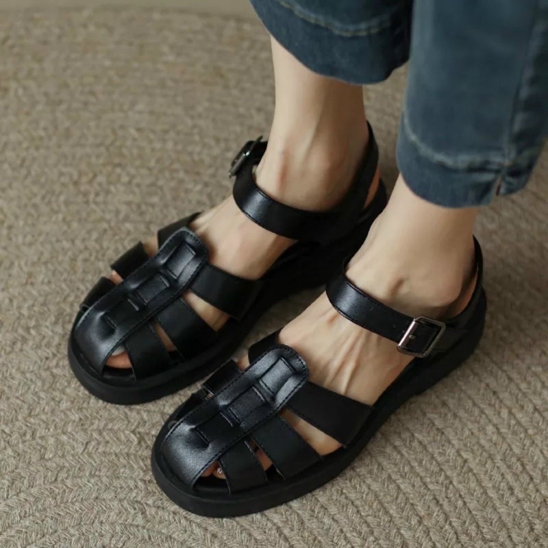 Giày sandal rọ nữ hàn quốc chiến binh bít mũi quai hậu hở gót đế cao 2p chất lừ rẻ đẹp thời trang