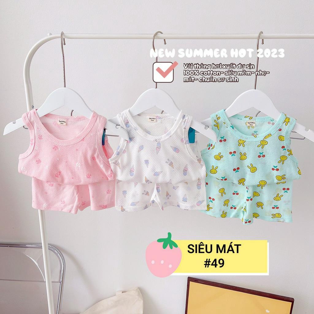 (set 3 bộ) đồ bộ bé gái , quần áo trẻ em , ba lỗ bé gái vải thông hơi siêu MỀM- MÁT-NHẸ size 8-16kg (link 2)