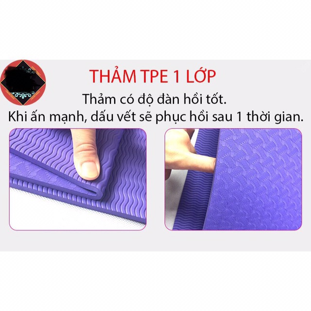 [Bao Chất Lượng] Thảm Tập Yoga TPE Có Túi Đựng Dây Buộc 1m83cm x 61cm (dày 8m)