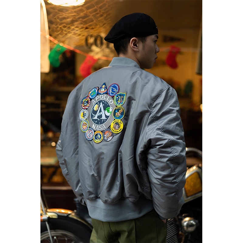 Áo bomber pilot bản Nasa full thêu logo hàng quảng châu order