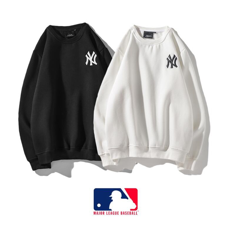 Áo Sweater MLB Vải Cotton Cổ Tròn Thêu Họa Tiết Cá Tính Cho Nam Nữ