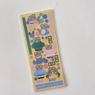 Cute glittering bear sticker chasing star decoration material