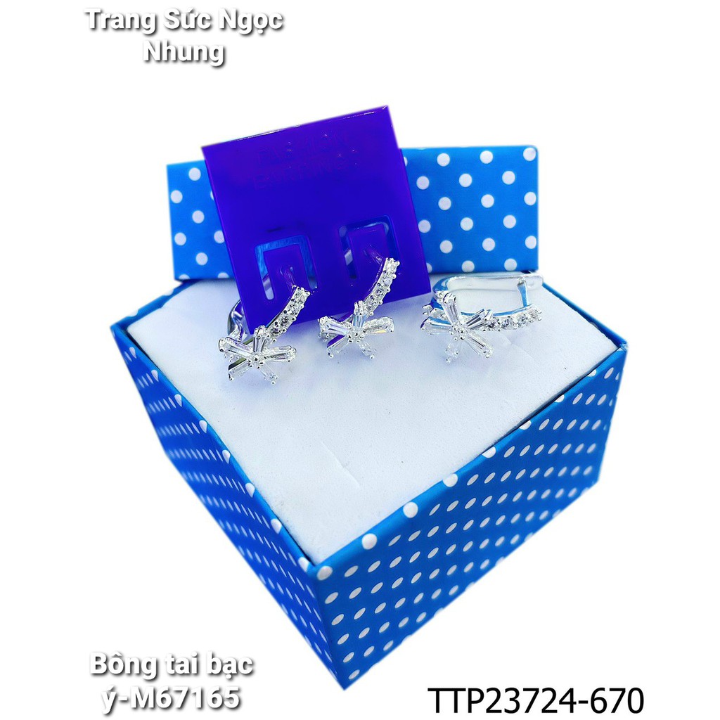 Bông tai khóa lưỡi gà bạc ý-M67