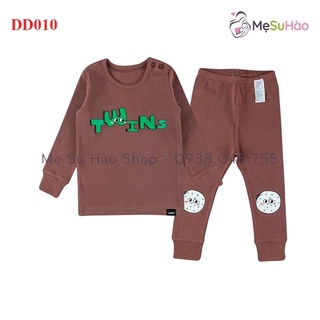 Bộ dài tay trẻ em thun cotton dày dặn mẫu trơn chữ twins hãng cordi - ảnh sản phẩm 5