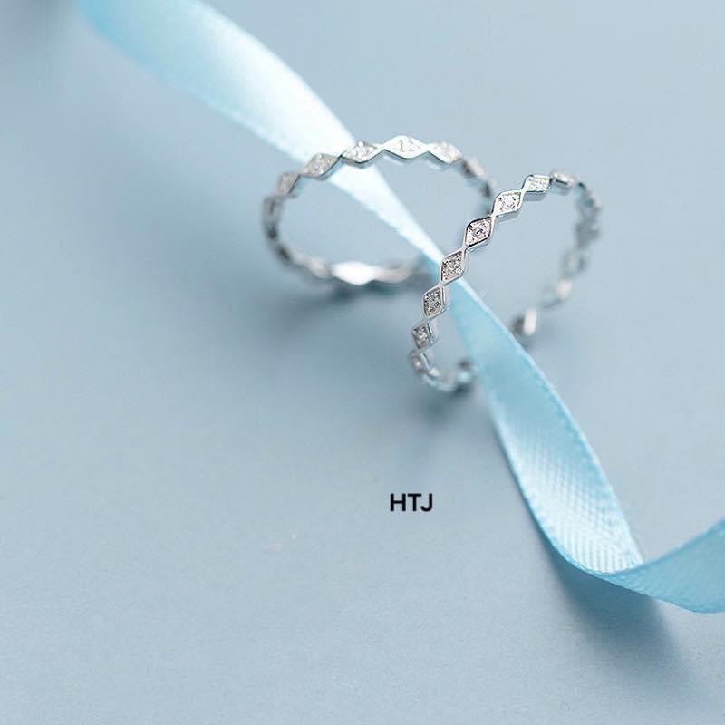 Nhẫn nữ bạc ta đính đá hình thoi dạng hở dễ đeo - Kho sỉ bạc Nhất Linh