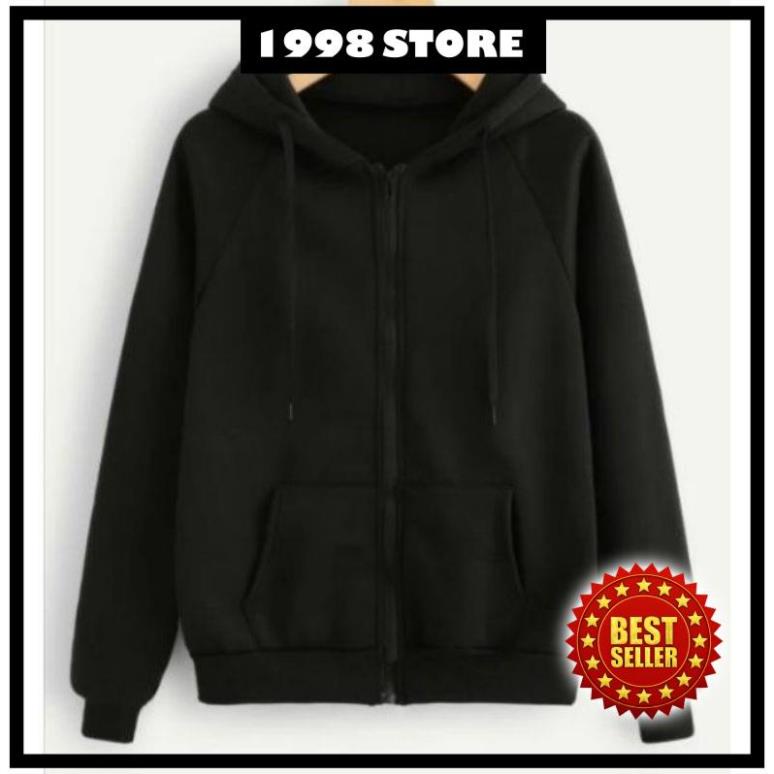 SALE 50% Áo hoodie khóa zip unisex black - hoodie dây kéo form RỘNG