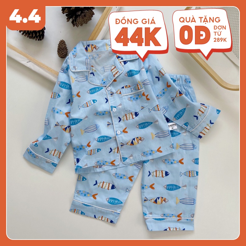 Bộ đồ ngủ Pyjama dài tay cotton họa tiết dễ thương cho bé BR20017 - MAGICKIDS