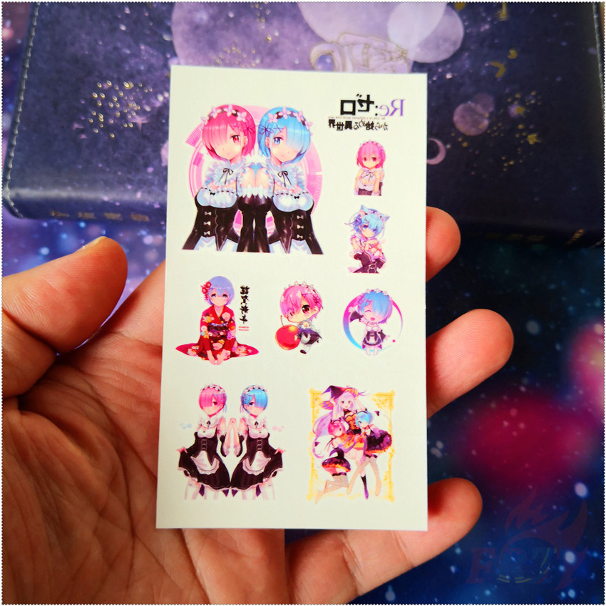 Miếng dán hình xăm tạm thời chống thấm nước họa tiết anime Re: Zero - Ram đáng yêu xinh xắn