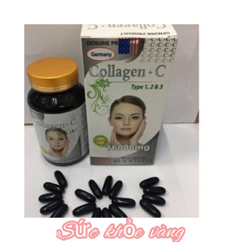 Collagen C 16000mg đẹp da, chống lão hóa, mờ thâm, trắng da Hộp 60 viên