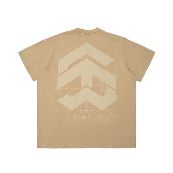 5THEWAY® /public icon/ BIG LOGO SQUARE TEE™ in WARMSAND aka Áo Thun Tay Ngắn Nâu Nhạt