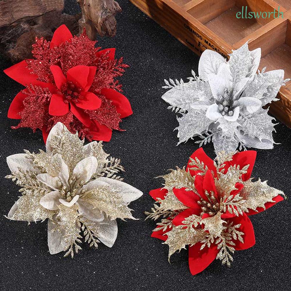 Set 5 / 10 hoa nhân tạo họa tiết giáng sinh trang trí tiện dụng