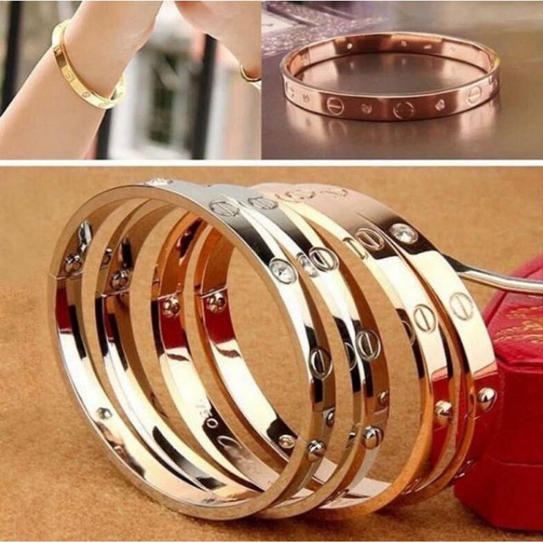 Vòng Tay Thép Titan Mạ Vàng Hồng 18k