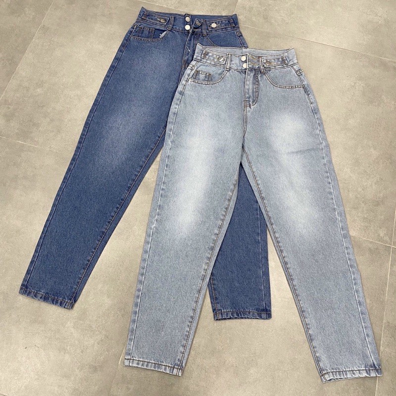 Quần Jeans BOW BAGGY chất jeans dày dặn đứng form eo siêu cao form baggy điểm nhất gài 2 nút dễ phối đồ và mix