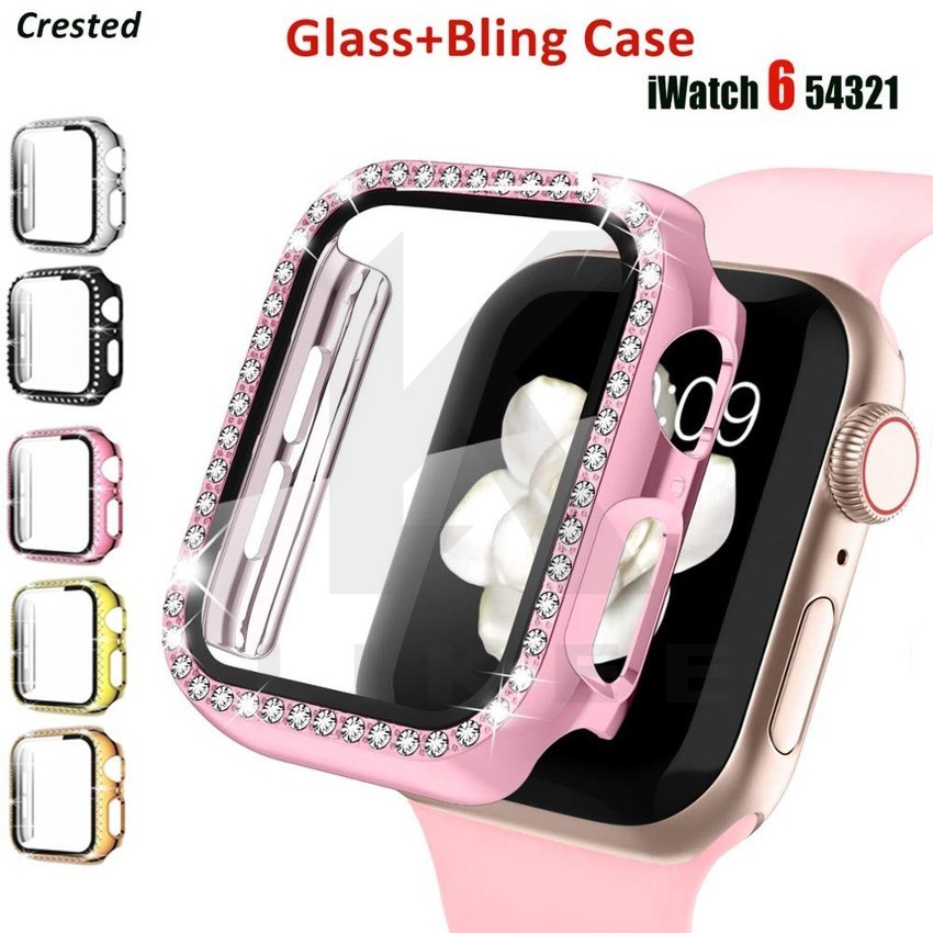 Ốp lưng kim cương mới cho Apple Watch Cover Case 38 vỏ bảo vệ toàn diện 38 40 mm cho iWatch Series 6 5 4 3 2 42 44 mm