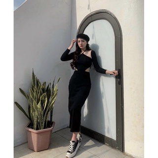 Đầm body đen cutout eo cổ yếm td 🌸