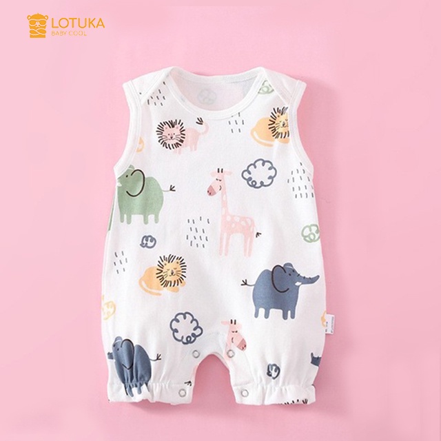 Bộ bodysuit cho bé Sát Nách body đùi chất cotton mềm mịn hình động vật đáng yêu mẫu quần áo sơ sinh từ 0-12 tháng