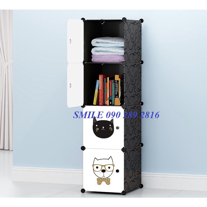 {BẢO HÀNH 1 NĂM} TỦ NHỰA LẮP GHÉP THÔNG MINH 4 Ô SÂU 37_47 CM ( chọn màu theo phân loại)
