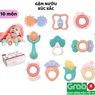 Đồ chơi gặm nướu cho bé xúc xắc 10 món Baby Rattle đồ chơi trẻ em cắn răng nhai mềm nhựa ABS cao cấp không tái chế