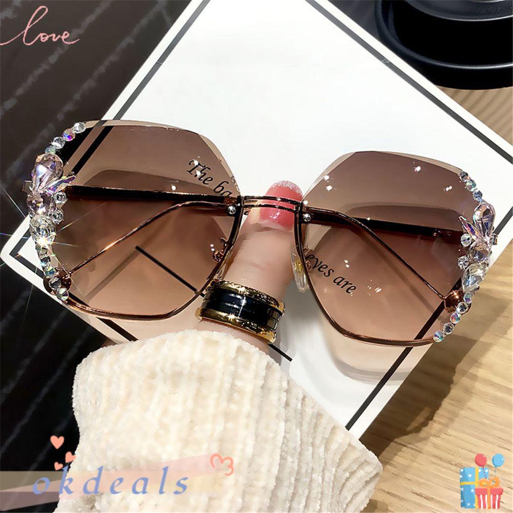 ღ Okdealsღ Cổ Điển|Kính Mát Tròng Không Viền Chống Tia UV400 Thời Trang Cho Nữ
