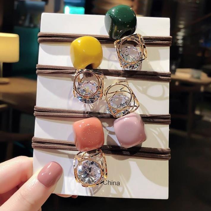 Dây Buộc Tóc Co Dãn Màu Trơn Phong Cách Hàn Quốc Cho Nữ C56