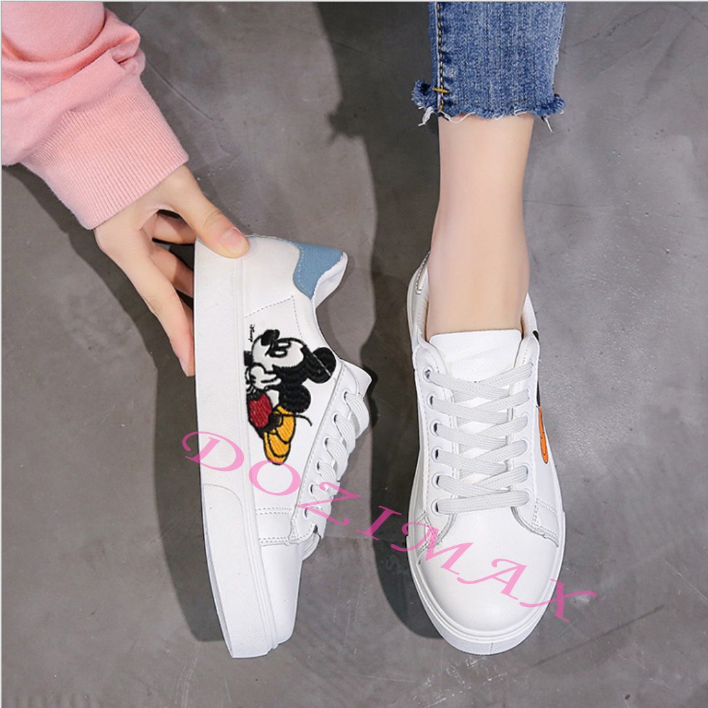 giày sneaker thêu chuột mickey
