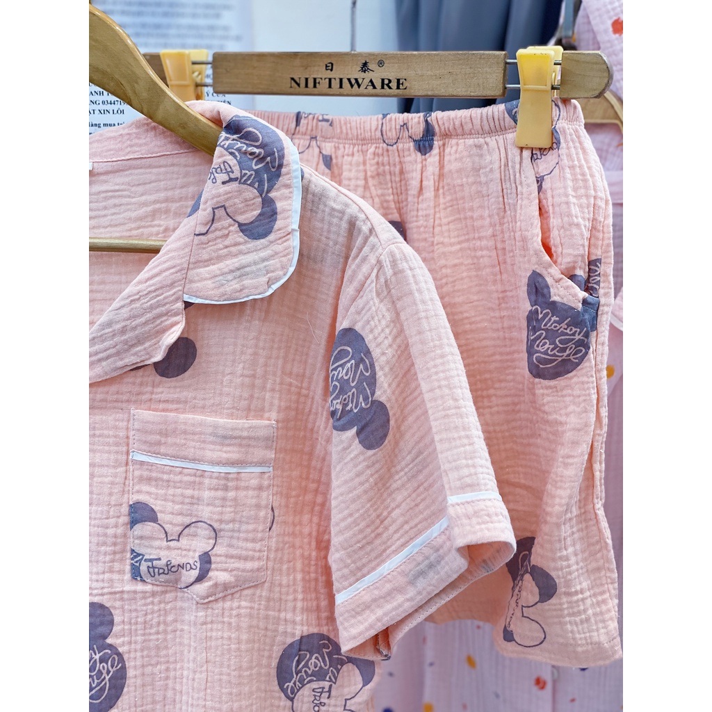 MUSLIN TAY CỘC QUẦN CỘC  ⚡️ẢNH THẬT⚡️ Bộ pijama bộ mặc nhà chất xô đẹp xịn cao cấp hàng thiết kế