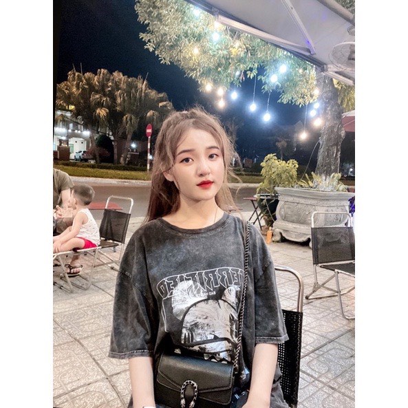 Áo thun tay lỡ loang màu họa tiết đầu lâu TERRI trẻ trung cá tính/ Áo cộc tay mặc quanh năm phom rộng unisex nam nữ | BigBuy360 - bigbuy360.vn