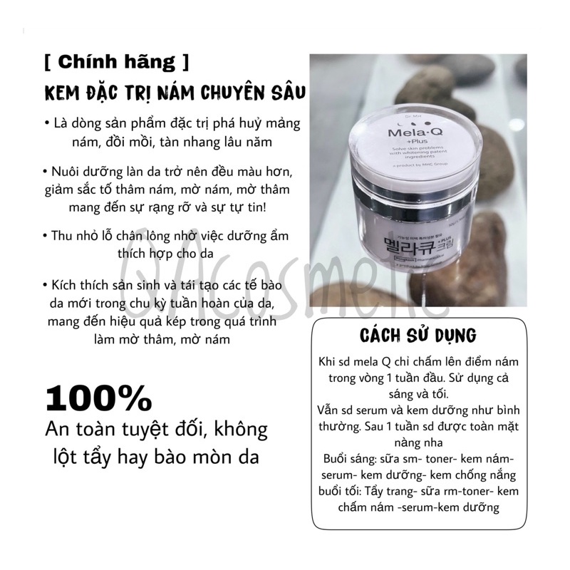 Kem Nám Mela Q Plus Cream giảm nám, trắng da, chống lão hóa 50ml Hàn Quốc