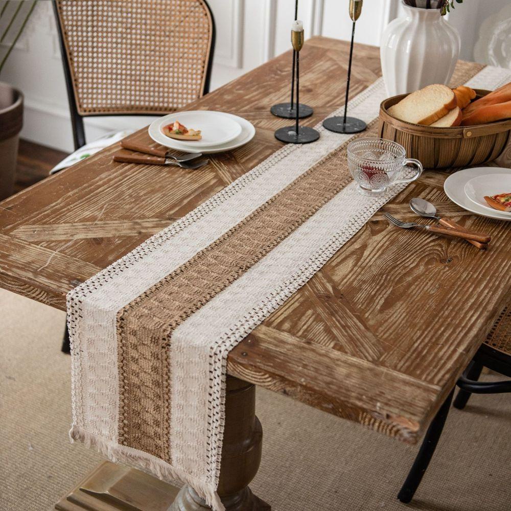 Khăn Trải Bàn Ăn Bằng Vải Bố Cotton Tự Nhiên Phong Cách Bohemian Độc Đáo Trang Trí Bàn Tiệc Cưới / Tiệc Cưới