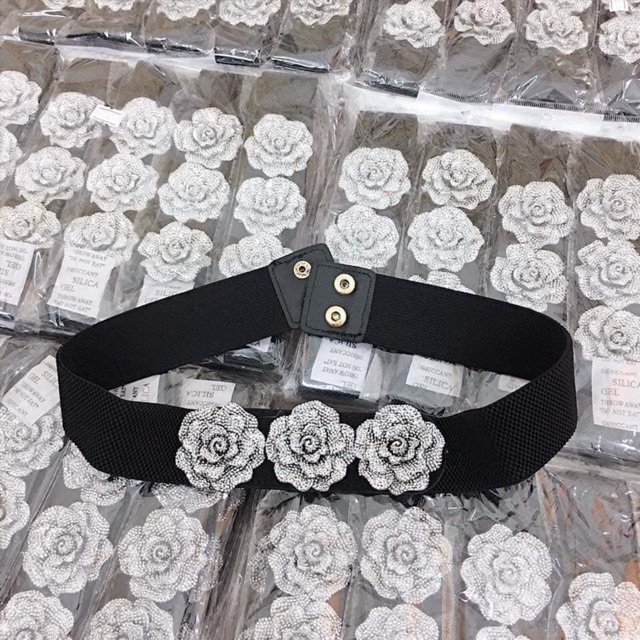 Đai nịt- thắt lưng váy hoa bạc