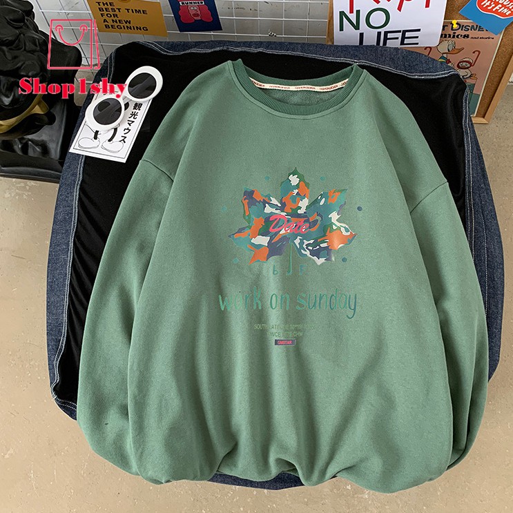 5 Color Men Sweatshirt Oversize Shirt Fashion Pullover Athletic Closure Long Sleeve Maple Leaf Print | BigBuy360 - bigbuy360.vn