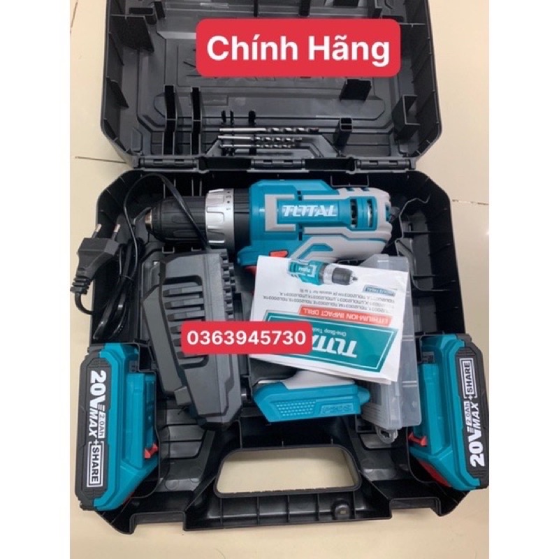 TOTAL Máy khoan búa dùng pin Lithium 20V TIDLI20031