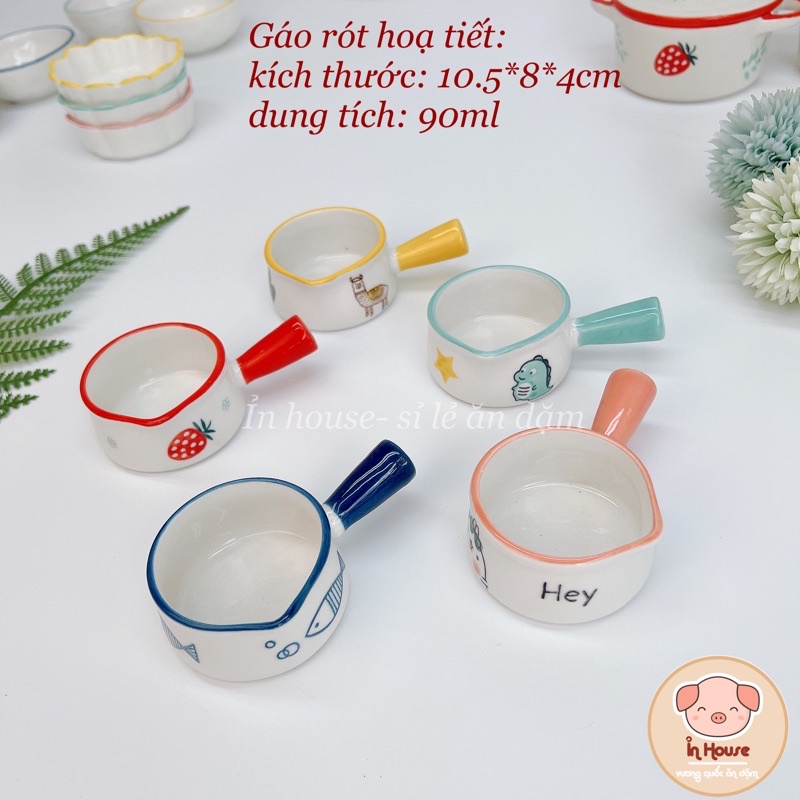 Bát Ăn Dặm Gốm Sứ Hình Gáo Rót Họa Tiết Cho Bé 50ml