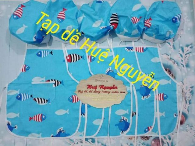 Combo 50 bộ tạp dề +mũ cho bé mầm non