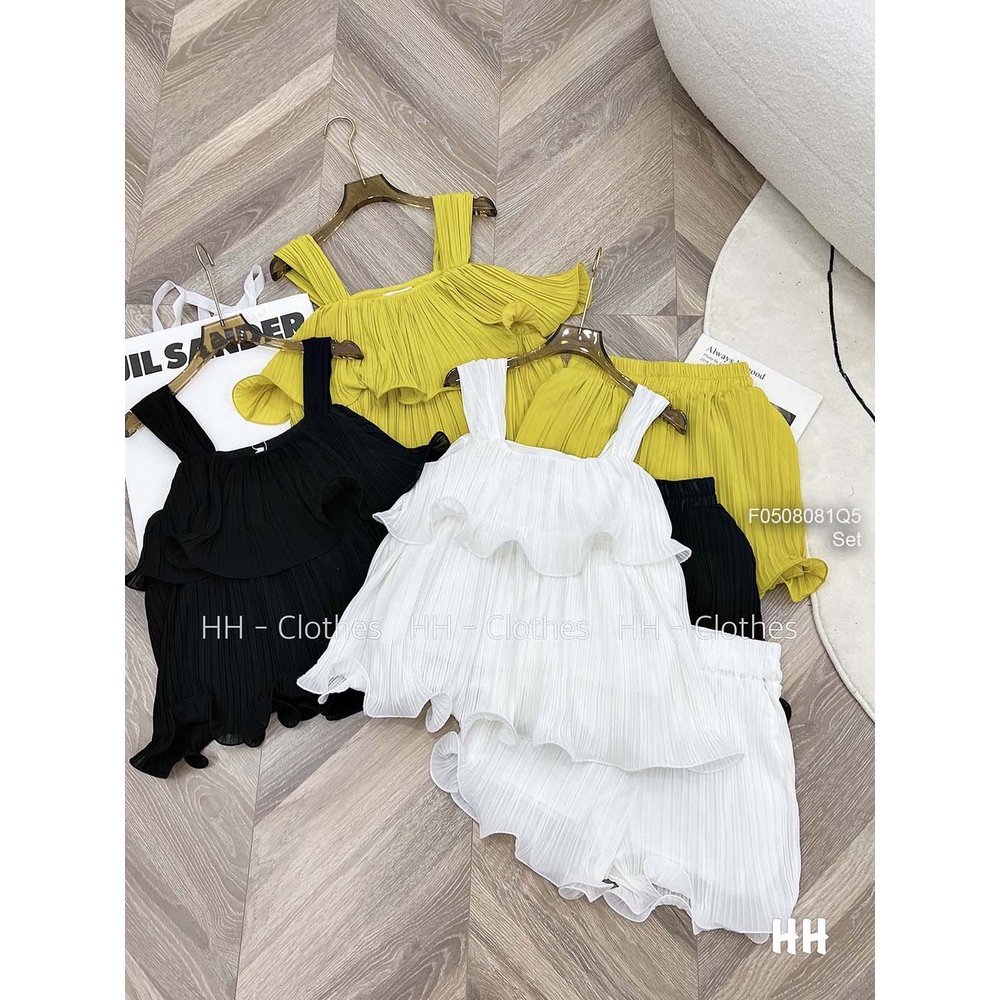 Set bộ dập ly áo bèo tầng 2 dây bảng kèm quần hàng đẹp QC!