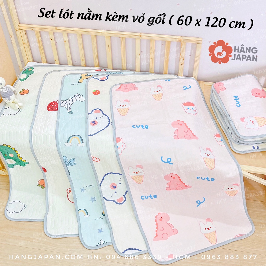 Chiếu Điều Hoà CAO SU Non In Hình 5D Siêu Mát Mềm Mịn Cho Bé kèm gối