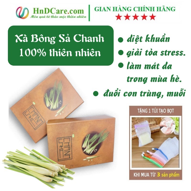 Xà Bông Sả Chanh - Xà Bông Xà Phòng Thảo Dược Sinh Dược - 100% tự nhiên (bánh 100g)