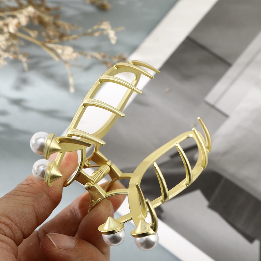 Kẹp Tóc Kim Loại Đính Ngọc Trai Giả 10.5cm Thời Trang