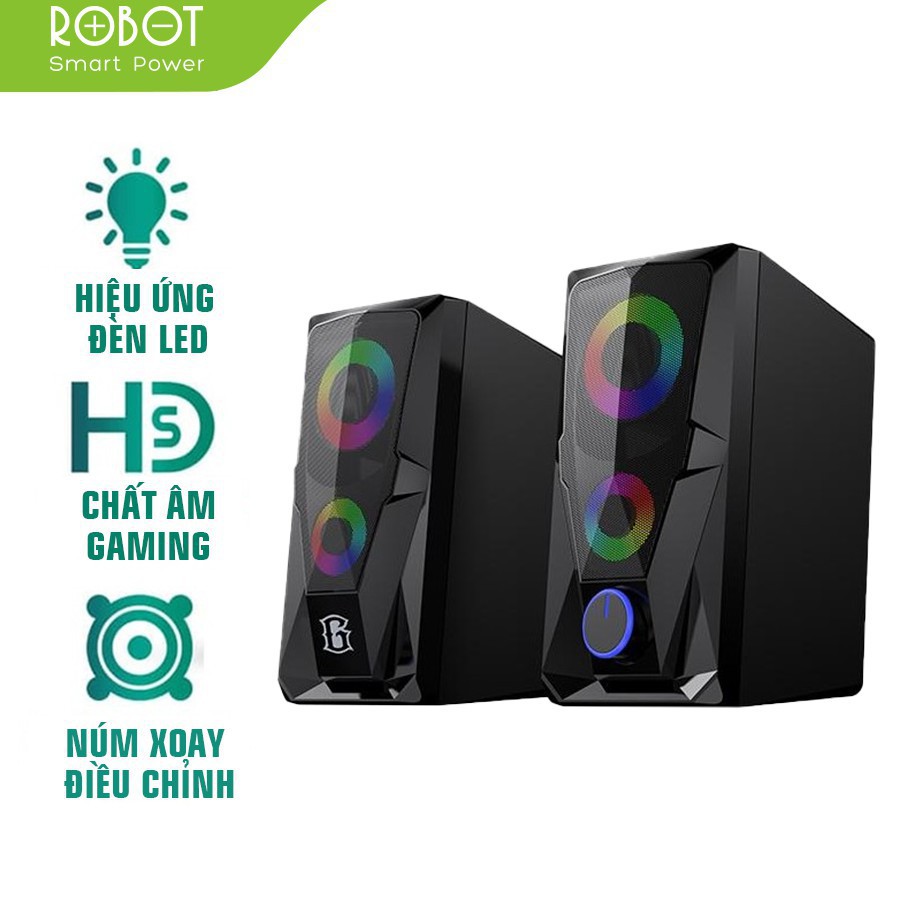 Loa Game Máy Tính ROBOT RS200 Hiệu Ứng Đèn LED - Âm Thanh HD Chất Lượng Cao - BẢO HÀNH 12 THÁNG