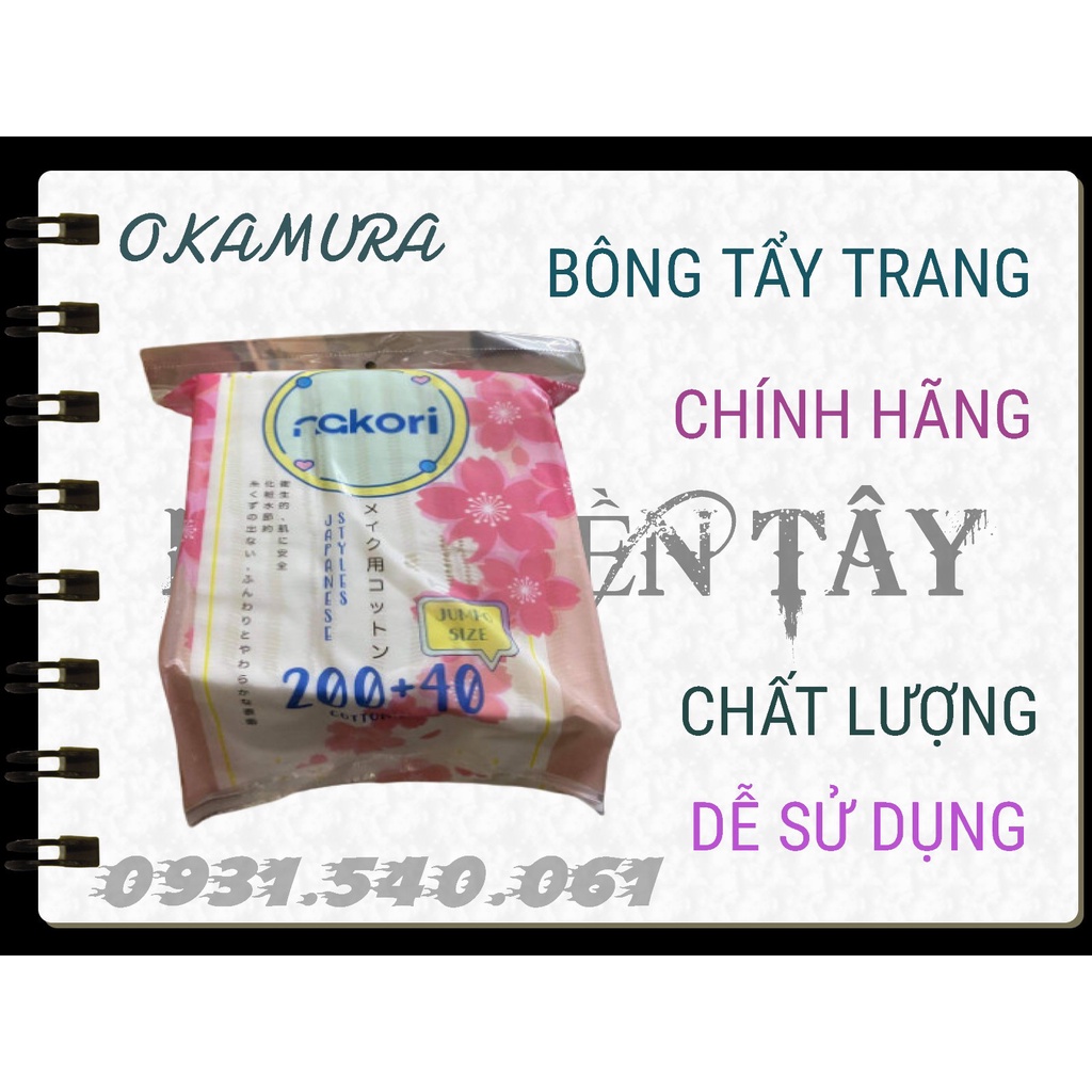NAKORI_ Bông tẩy trang NAKORI Hộp Vuông 240m/ tròn 100m 100% cotton