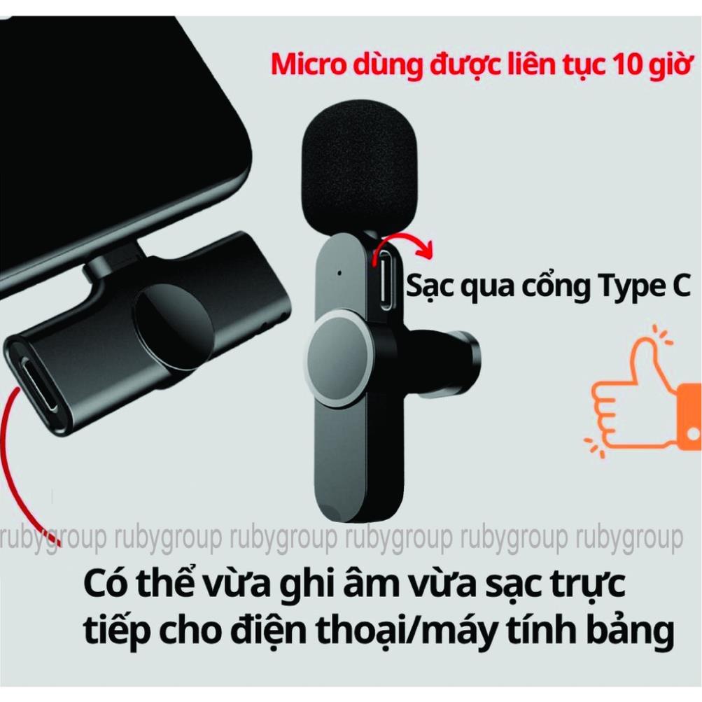 Micro cài áo không dây - kết nối 2.4G xa 20m - Dùng để livestream, quay vlog, Tiktok, thu âm, quay video từ xa