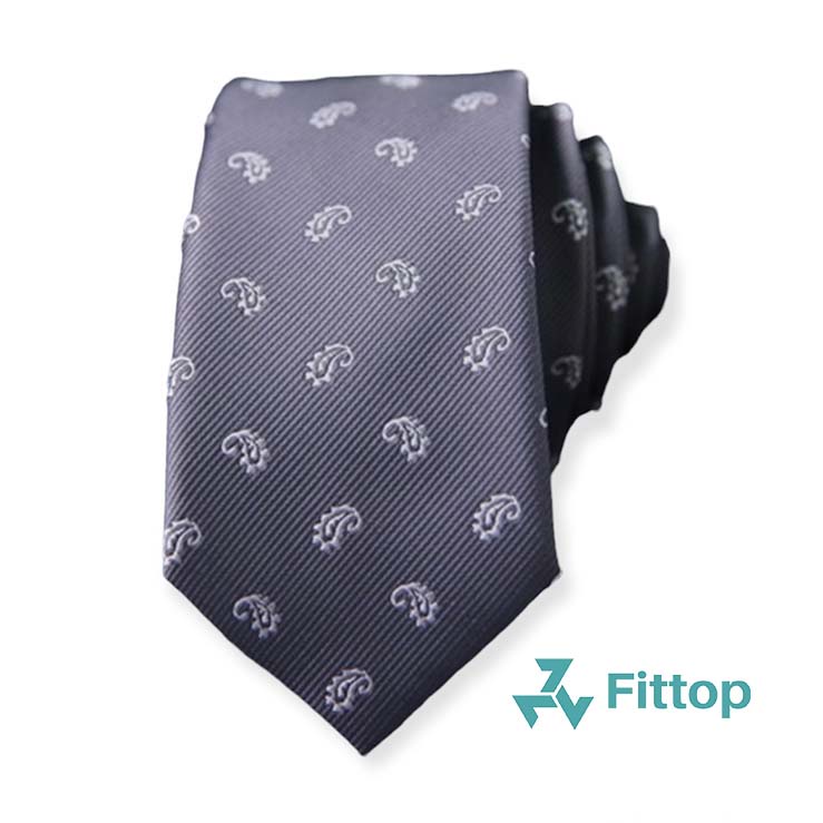 Cà Vạt Nam Họa Tiết Xám Trẻ Trung , Công Sở 6cm FITTOP CAVAT-154