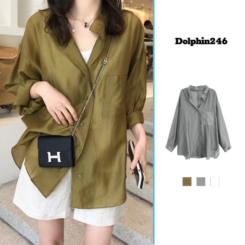 Áo sơ mi công sở kiểu Hàn Quốc basic hot hit ulzzang trơn mỏng nhiều màu cao cấp form rộng bigsize K5T4-4
