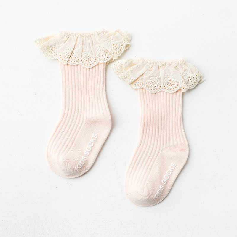 Vớ Cotton Mềm Dài Phối Ren Dễ Thương Dành Cho Bé Gái 0-3 Tuổi