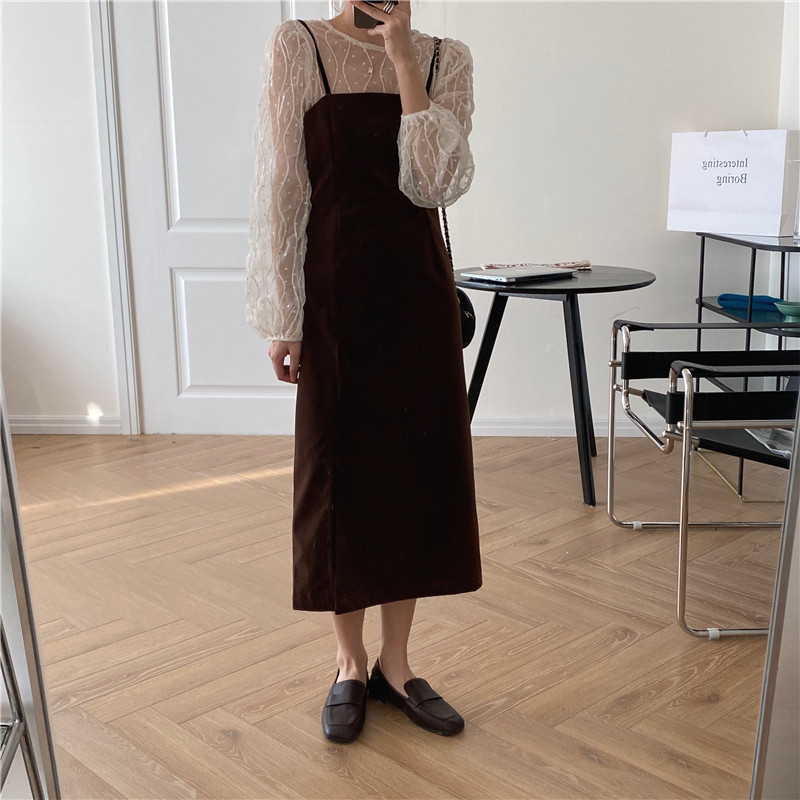 Đầm Hai Dây Phối Ren Màu Sắc 39801