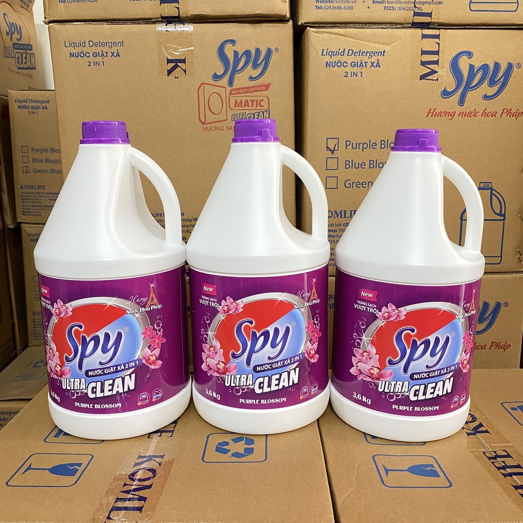 Nước giặt xả SPY Ultra Clean màu Tím 4,6kg hương nước hoa Pháp