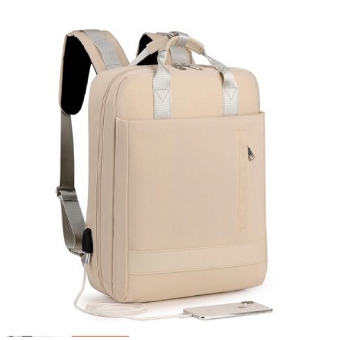 Balo laptop 15 inch chống sốc tuyệt đối có cáp sạc điện thoại và đai gài hành lý