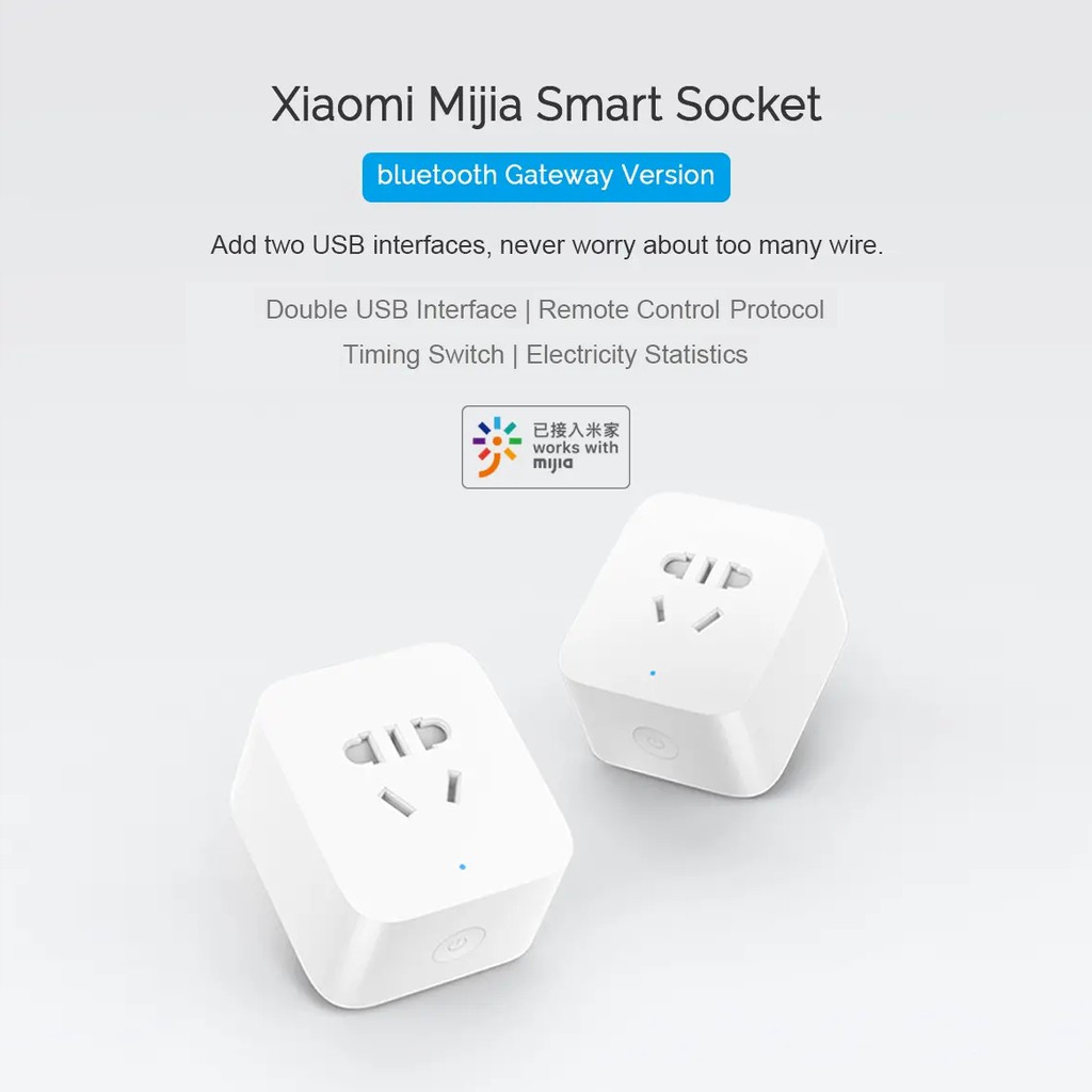 Ổ cắm Xiaomi Mijia 2 cổng USB kết nối Bluetooth thông minh