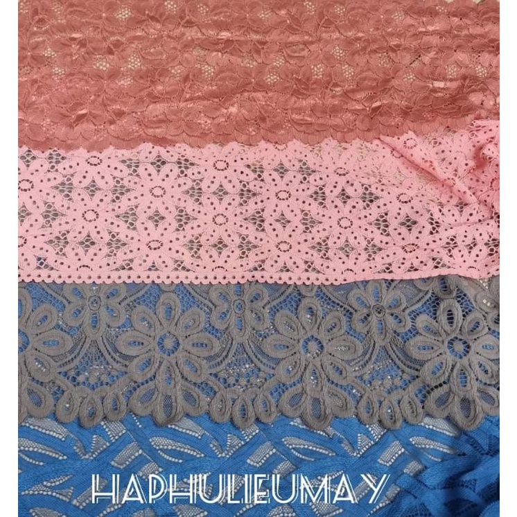 Vải ren thun co dãn may nội y, viền váy áo
